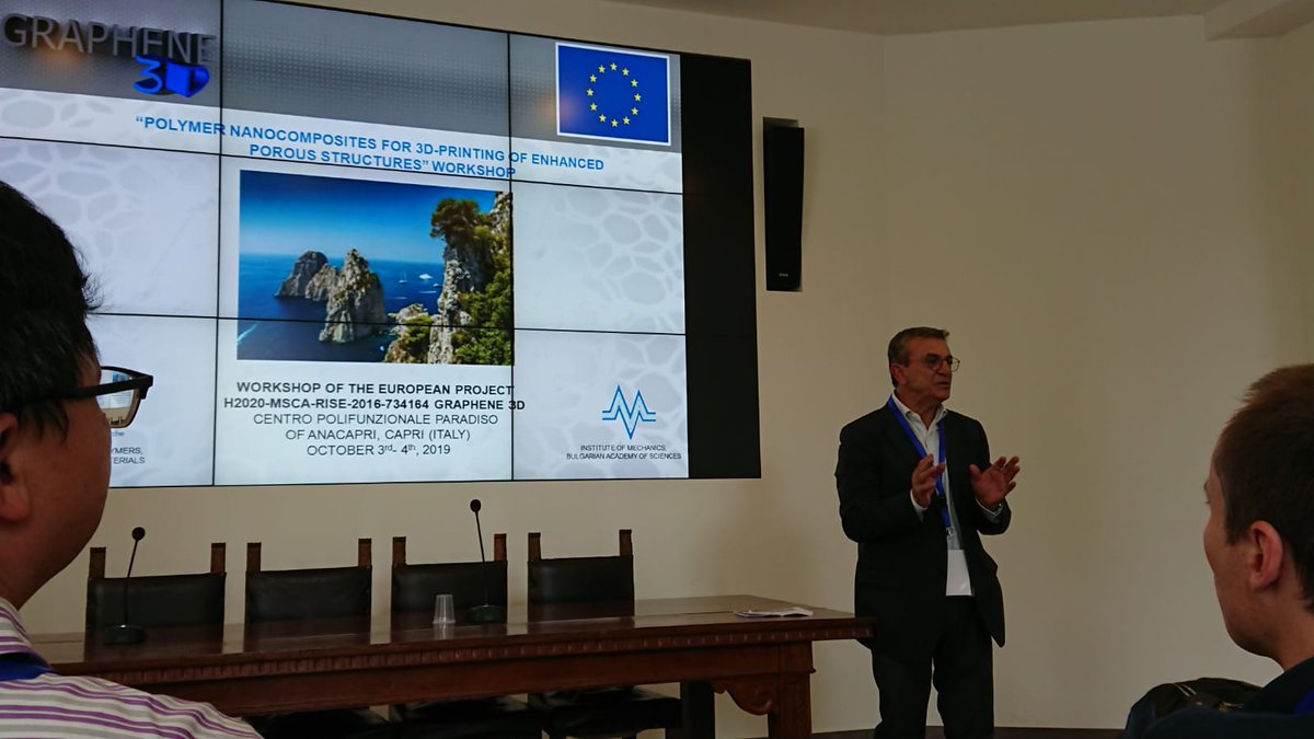 CnrIpcb's tweet image. Let&apos;s begin! The first day of &quot;Workshop on polymer nanocomposites for 3D-printing of enhanced porous structures&quot; with the introduction by #IPCB director, Dr. Luigi Ambrosio
@CnrIpcb 
Bulgarian academy of sciences #Imech
European project #H2020-#MSCA-RISE-2016-734164 #Graphene3D