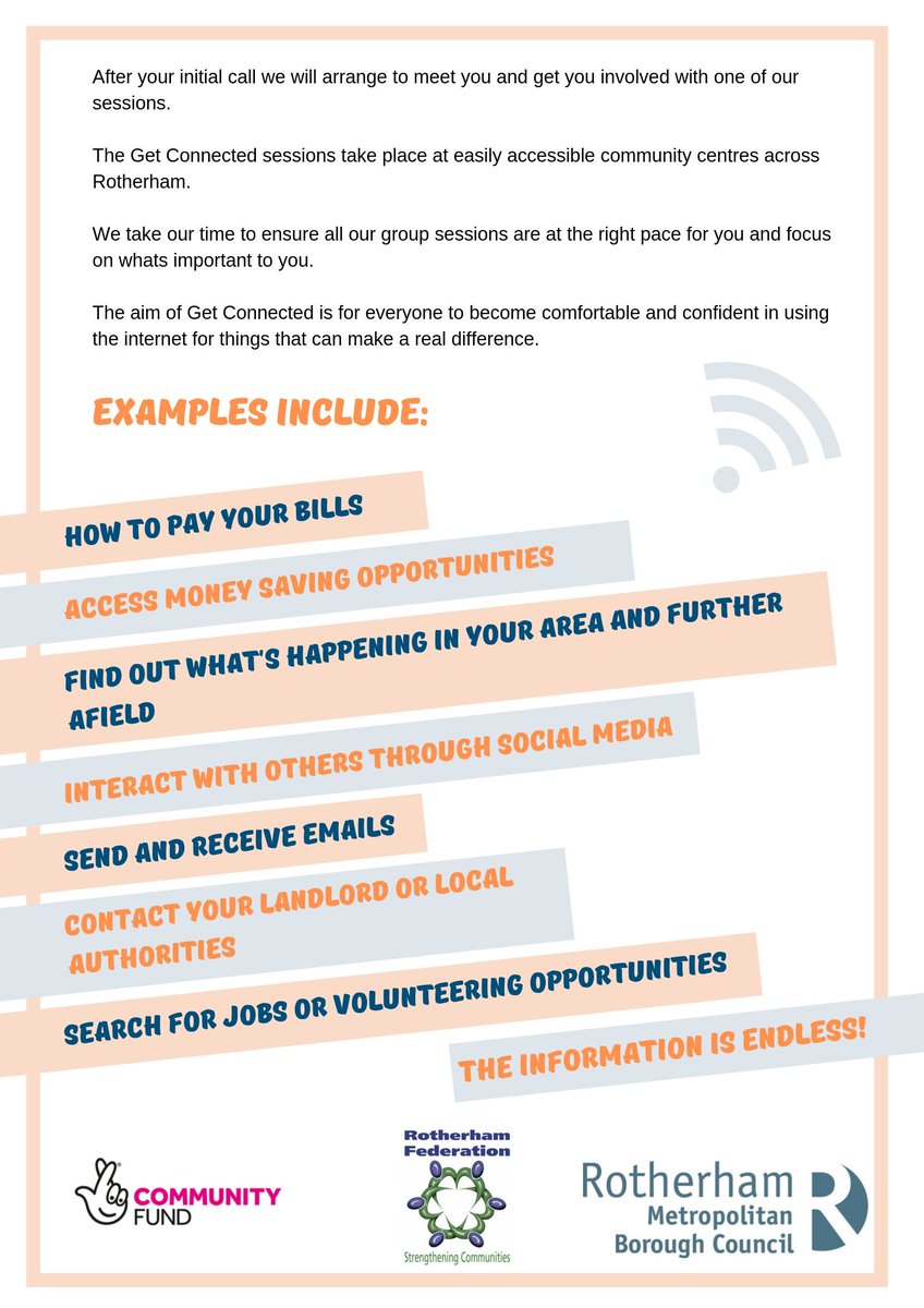 OfRotherham's tweet photo. Rotherham Federation are here to help you Get Connected by getting online. We have a new Digital Officer who is here to help. Give us a call and we can see what we can do #rotherfed #digitaldan #getconnected #getonline https://t.co/qUYWIXIBNt