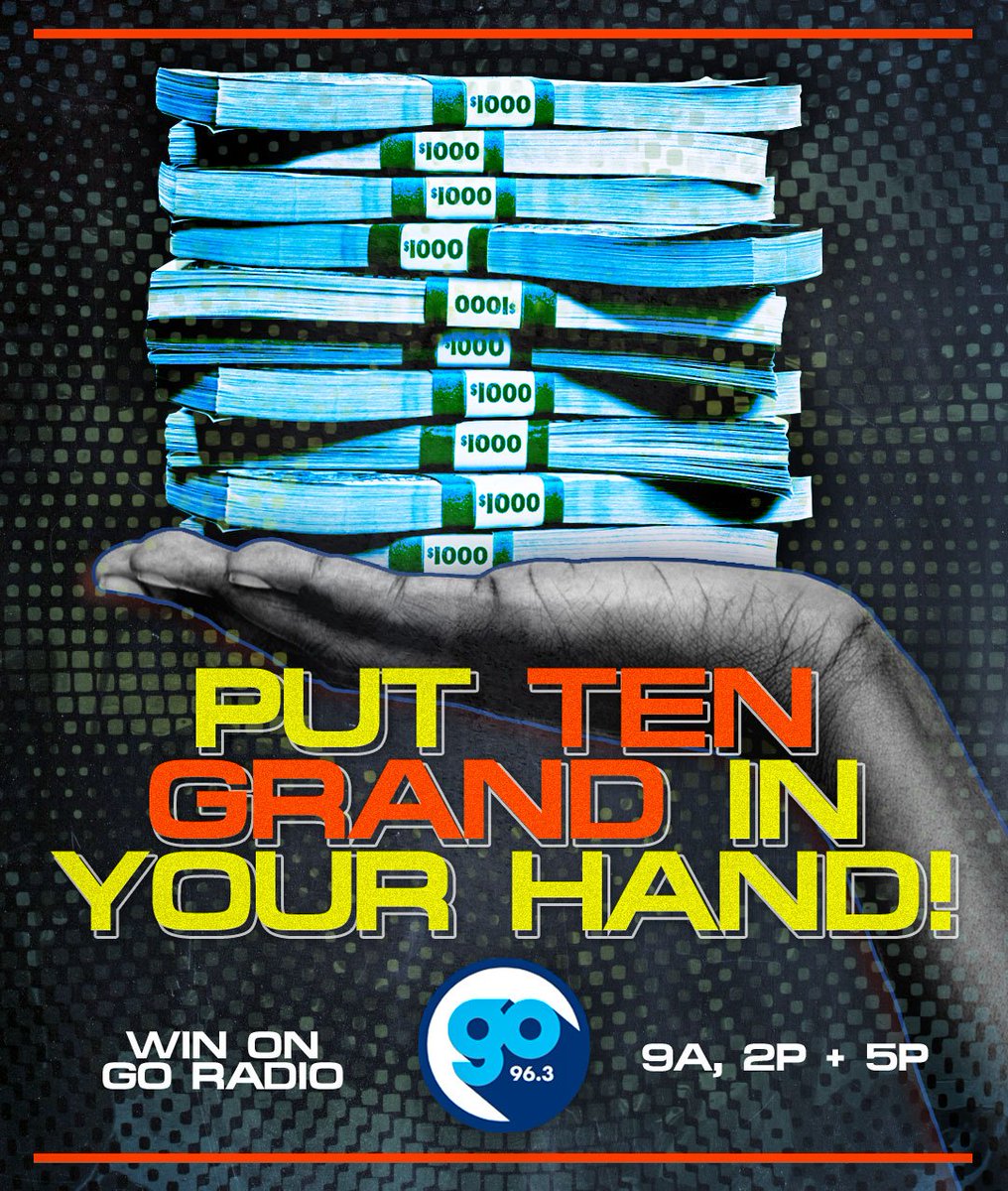 Go963MN's tweet photo. 40 minutes from now you could be $96 richer and in the running for #TenGrandInYourHand!!
It's happening with @itsREEDyo at 2pm - caller 10 has a chance to steal the $$$ so don't move if we don't call your name https://t.co/HPgQHnlW6m https://t.co/BlANH5qMEv
