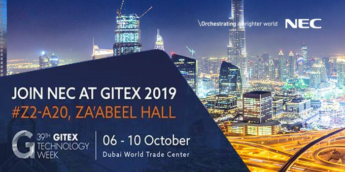 Looking forward to #GITEX 2019 Technology Week where all can experience how NEC empowers Smart Digital Transformation in Business and Society with latest Smart Enterprise and Digital City technologies. ow.ly/173350wAdbX