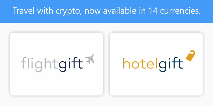 bitrefill's tweet photo. Our FlightGiftCard & HotelGift products are now available denominated in 14 native currencies! Choose from hundreds of airlines and thousands of hotels. Travel on crypto!
🗺️✈️🛏️ https://t.co/JqOCRryzPK https://t.co/HZJEOuaamQ