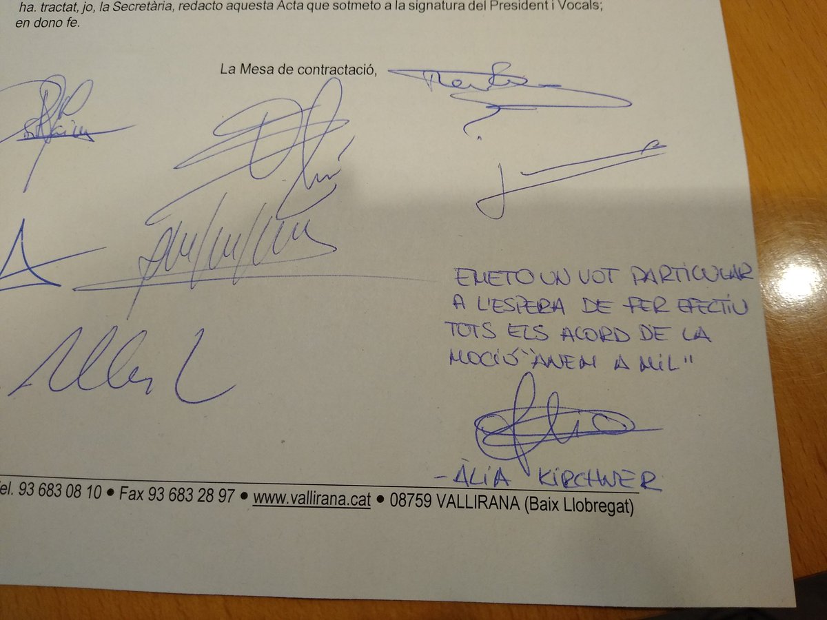 Alius_ka's tweet photo. Tal i com vam anunciar al darrer ple ordinari, des del GM d'@ERCVallirana emetrem un vot particular a cada acta de cada mesa de contractació fins que s'apliquin tots els acords de la moció @anemamil. #ValliranaRepublicana https://t.co/DQ85sfwOXe