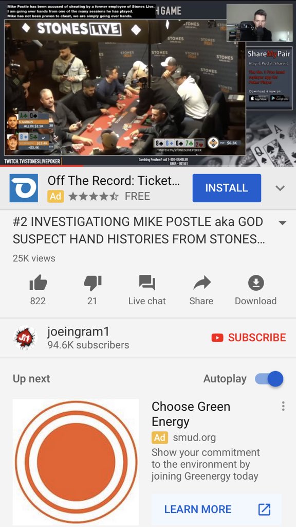 MiesenJim's tweet photo. @Joeingram1 This may get buried in comments but at 1:34 the hands starts in this episode and at 1:35 “God” looks down then literally drops his left hand, adjusts something then looks down again before making a $2k+ hero call. https://t.co/Ok1SG8a2pB