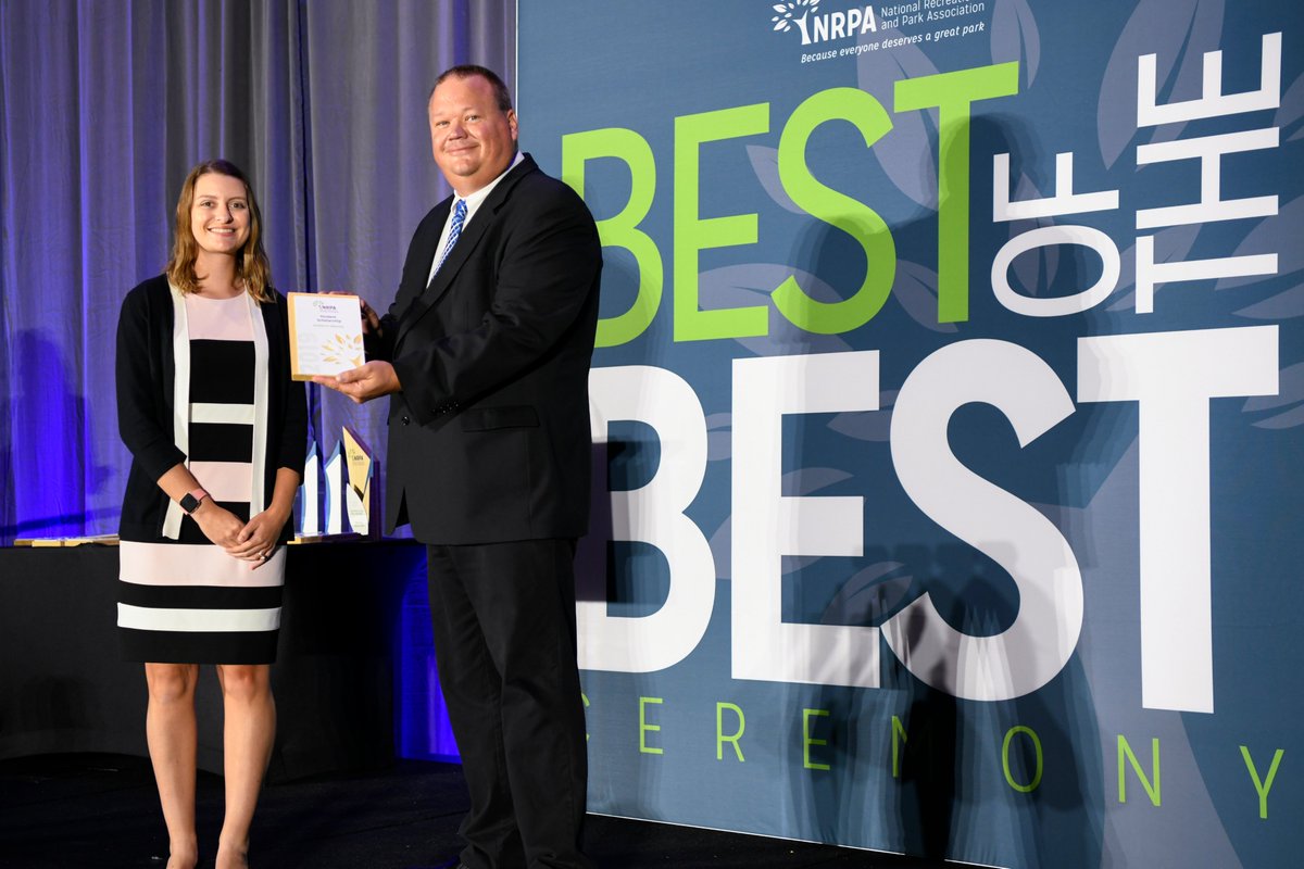 PMC graduate student, Kristen Sikorsky, receiving a scholarship to attend the National Recreation and Parks Association conference in Annapolis, MD.