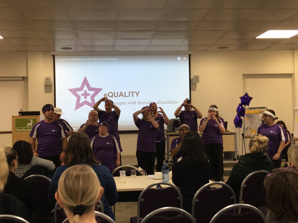 huntanne's tweet photo. The #PurpleAllStars performing #CheckMeForSepsis that’s all we ask #Stop people with #learningdisabilities dying prematurely of #Sepsis #BridgingTheGap #hertsLDhealth #Actionfromlearning #SaveLives https://t.co/dH46Dzb7Nn