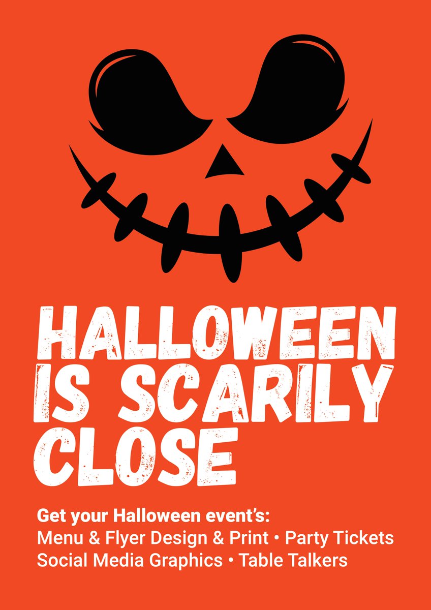 Halloween is scarily close! 🎃

Are you ready for your venue's events?
Get in touch to get all of your design and print!
📞 01626 331 000
✉️ studio@seenindesign.com
💻 seenindesign.com

#halloween #torbay #GraphicDesign