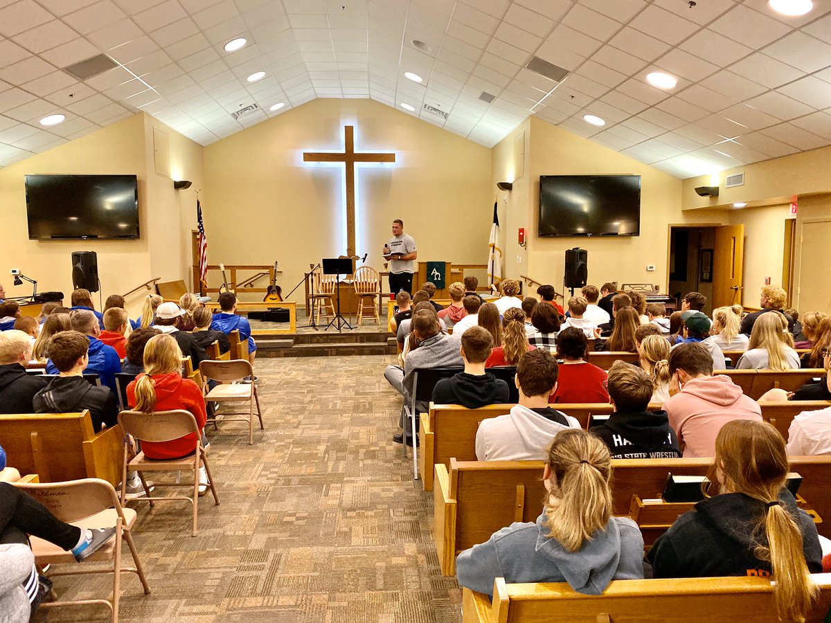 KingdomSportsNE's tweet photo. NU football player Ben Stille shares his testimony in his hometown of Ashland at FCA Fields of Faith. https://t.co/AL3OptSM7v