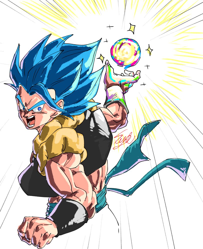 super saiyan blue hair solo blue eyes energy ball male focus 1boy  illustration images