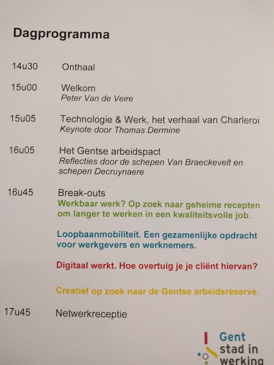Van_Damme_Sara's tweet photo. Gent, Stad In Werking #partnerdag2019 start meteen met aandacht voor combi #social, #tech en #skills "Investeer massaal in de vorming van menselijk kapitaal gezien de technologische evoluties op de arbeidsmarkt" Ook ons project #DigitaalWerkt komt aan bod. @GsiwGent @dgplsgent https://t.co/RBmG7H72hU