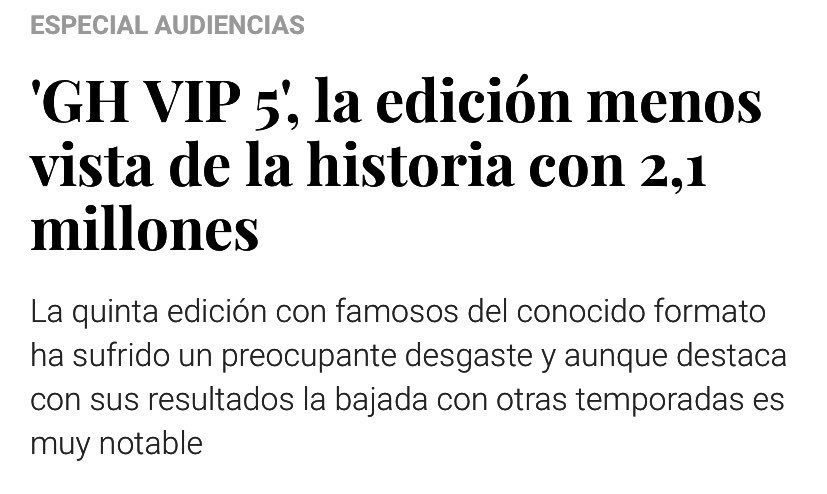 RealityTele_'s tweet image. Si no fuera por Sálvame me gustaría ver las audiencias de GH.... #ghvip3O

Curiosamente la única edición que no hubo nadie de sálvame fue #GHVIP5