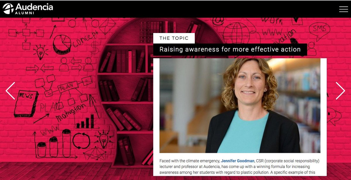 JenCGoodman's tweet photo. Happy to contribute to @audenciaalumni's #TheMag no. 10 focused on #ClimateChange and looking forward to the third edition of our @Audencia #PlasticForum at the end of October! #NeverStopDaring https://t.co/F6Rvif0l3X
