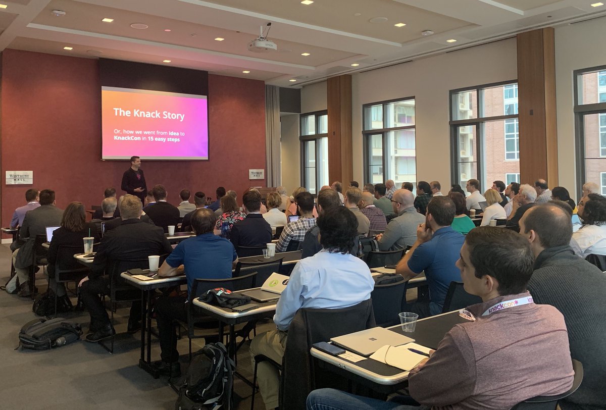 knackhq's tweet photo. CEO Brandon Griggs starts the day off with the Knack Story! 😄 #knackcon https://t.co/KDfNpzmtsy
