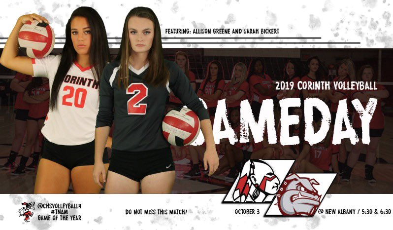 KellyTarrWright's tweet photo. There’s not a greater showdown in Mississippi tonight. Don’t miss it! @CHSVolleyball4 @_theRedC @CorinthSchools #DivisionMatch #INAM #TitleMatch #LetsGetIt https://t.co/aWkDpXJy5Q