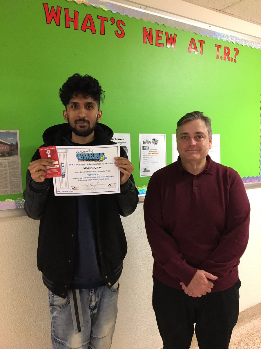tcarter_edwards's tweet photo. Congratulations to Malik Iqbal - recipient of @TRLegerSchool Cornwall campus September  #characteralways award honouring #respect .  @UCDSB @Burdock44 @susanholly https://t.co/9vG9VTdZy1