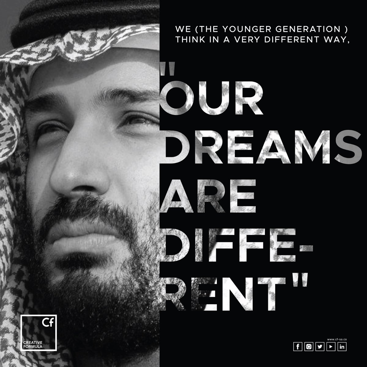 CREATEFORMULA's tweet photo. We (The younger Generation) think in a very different way ...Our dreams are different .. (INDEED)! ~ (Deputy Crown Prince -Mohammed Bin Salman)
#وصفة_الابداع
#creative_formula
#creativeformula #design #socialmedia #marketing
#marketing_solutions #riyadh #saudiarabia https://t.co/rHx8guC7pW