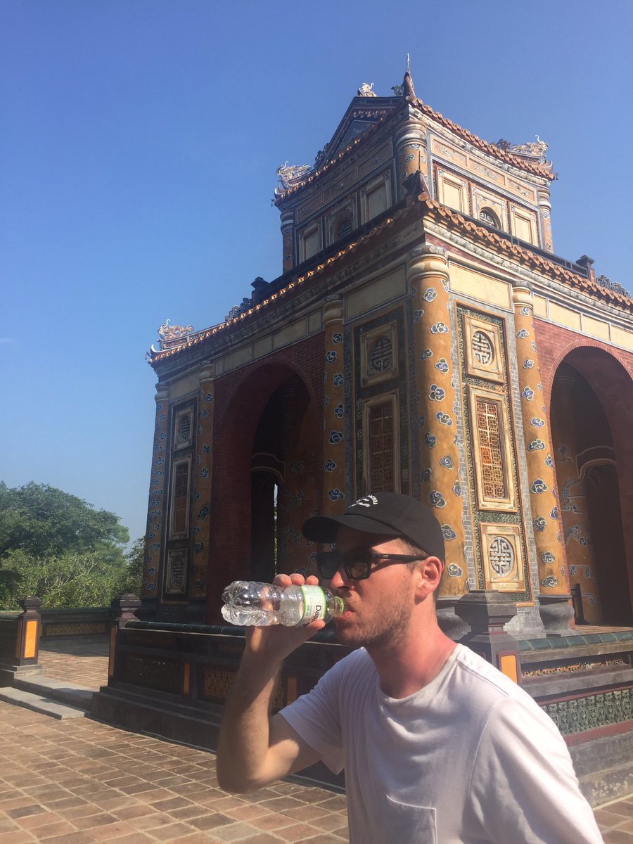 HambridgeTully's tweet photo. A sweltering 36 degrees did not stop us from visiting the Imperial Palace and tombs in Hue, but quite a few bottles of water were required (make sure they have a nice “cracking” sound on opening or they could be fake refilled bottles!) #UONLAWVIETNAM https://t.co/2PYXS66zRJ