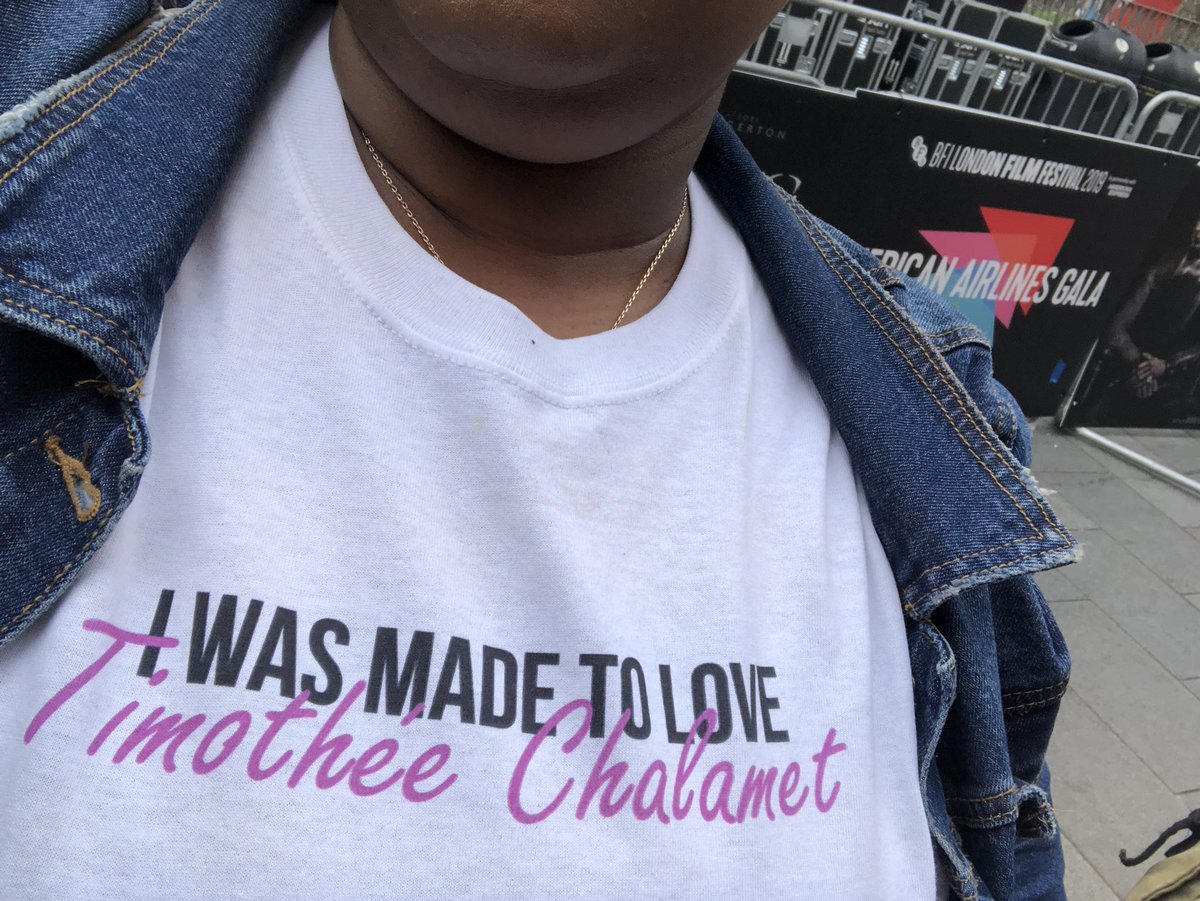 Biggirlcinema's tweet photo. 12 hrs Bus ride, 8hrs Flight To Support @RealChalamet #NetflixtheKing #LFF2019 #BFI poster made by @voiicelikehoney https://t.co/2MB6X8V1oG
