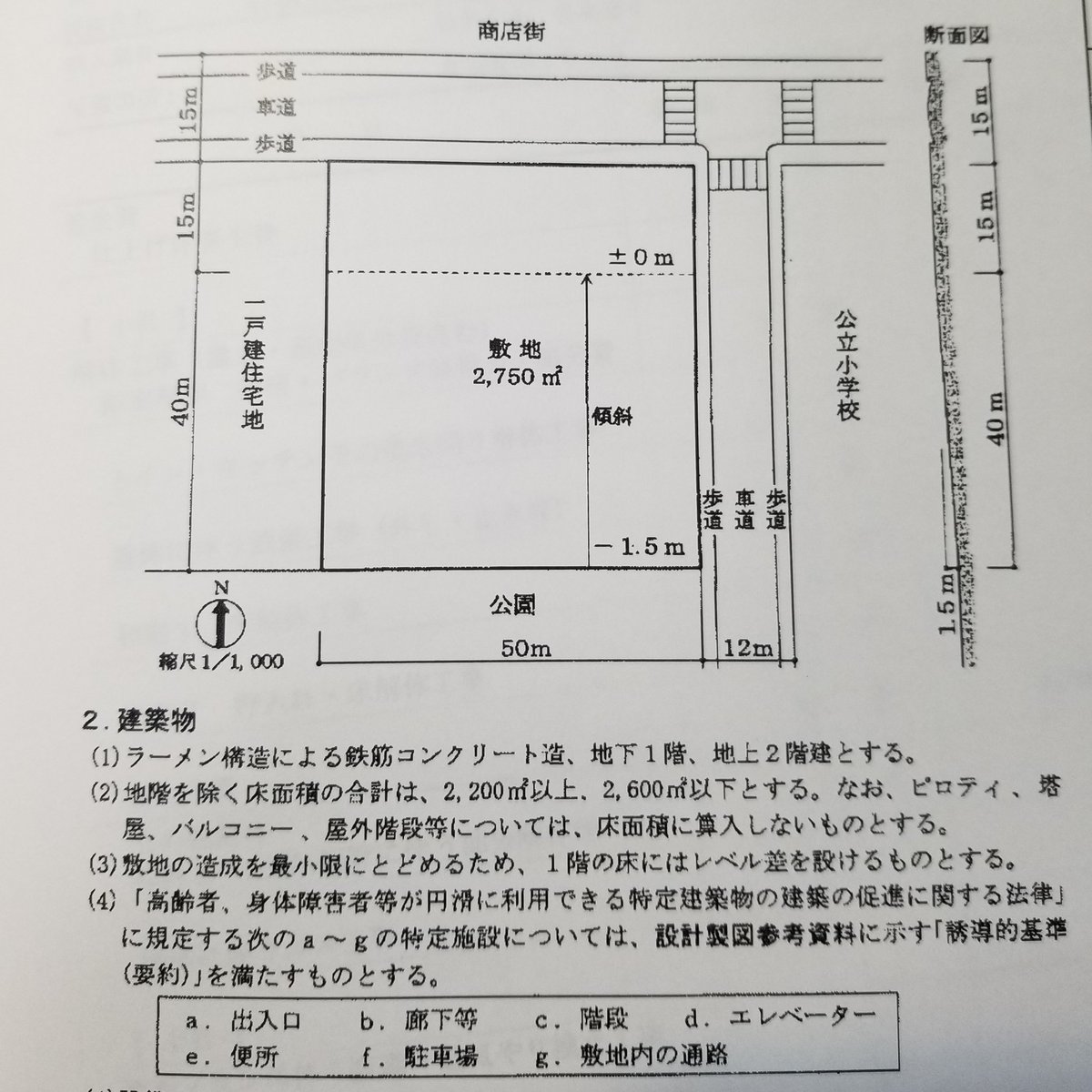 一級建築士製図試験受験生の皆様へ 【美術館の高低差処理】の実例です