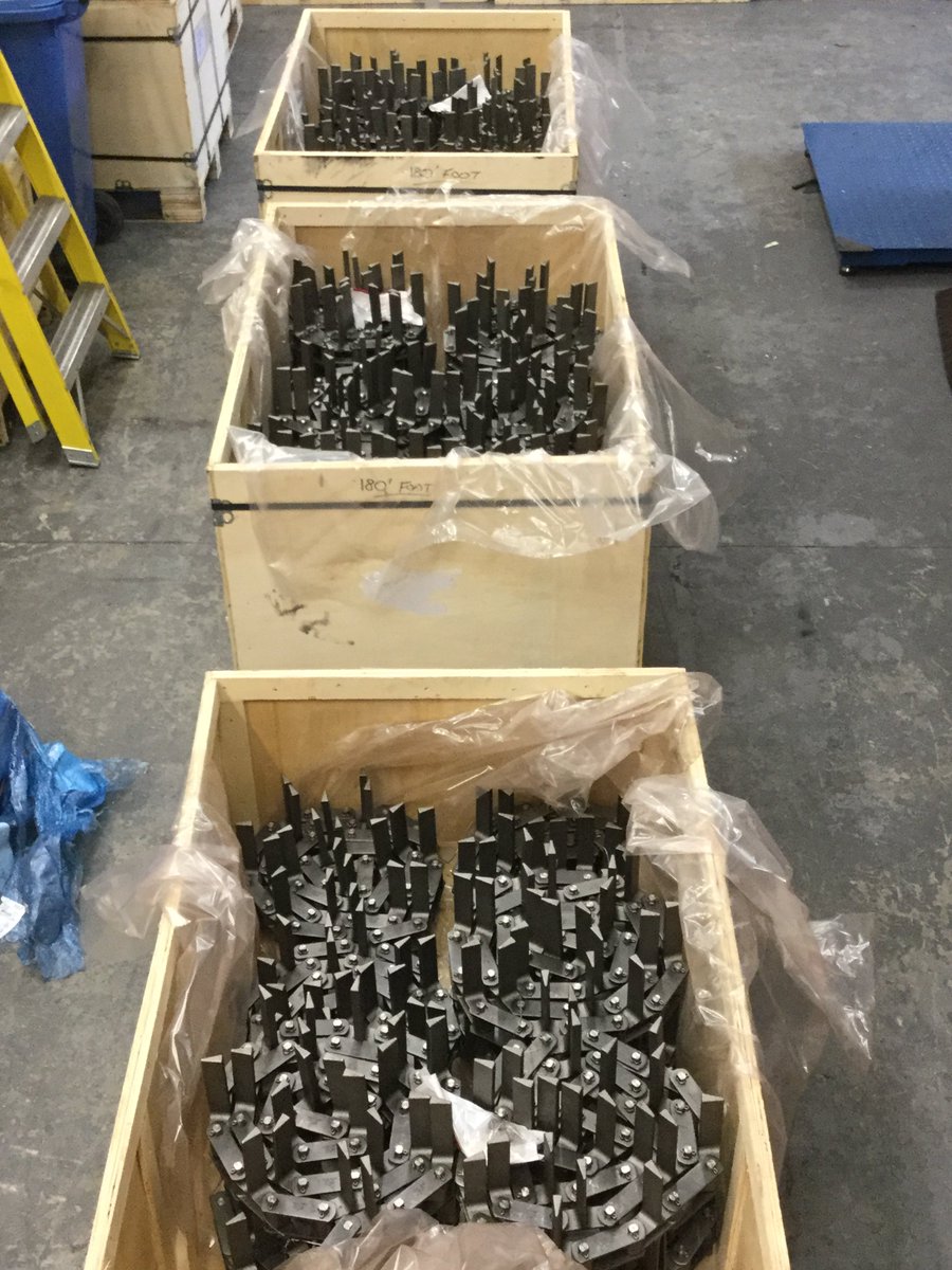 Crownchains's tweet photo. Quite a bit of our own #Branded #C12 #CastScraperChain heading out to a customer from @Crownchains in #Thirsk This is a repeat order from last year as our #customer is very pleased with our #quality #UKmfg #EngineeringUK #bulkhandling #grainhandling #feeds #ALogicalLink https://t.co/vPgMxS1Z6M