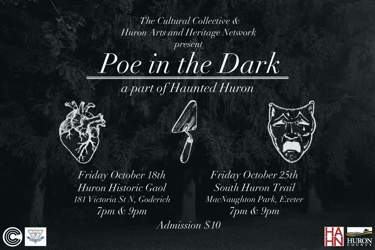 Join us as we delve into the dark with two nights of terror with Poe In The Dark. Featuring tales of Edgar Allen Poe and haunting music, all presented as a part of Haunted Huron