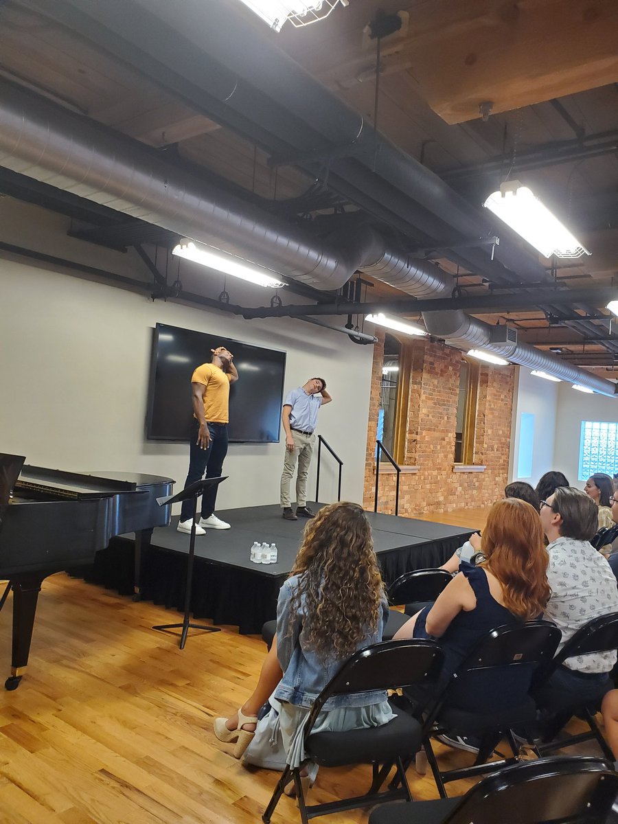 TMacPR's tweet image. Fun vocal master class this morning with @CharlieOnBway's Clyde Voce and students from the Fine Arts Center and Clemson. @peacecenter #PCBroadway