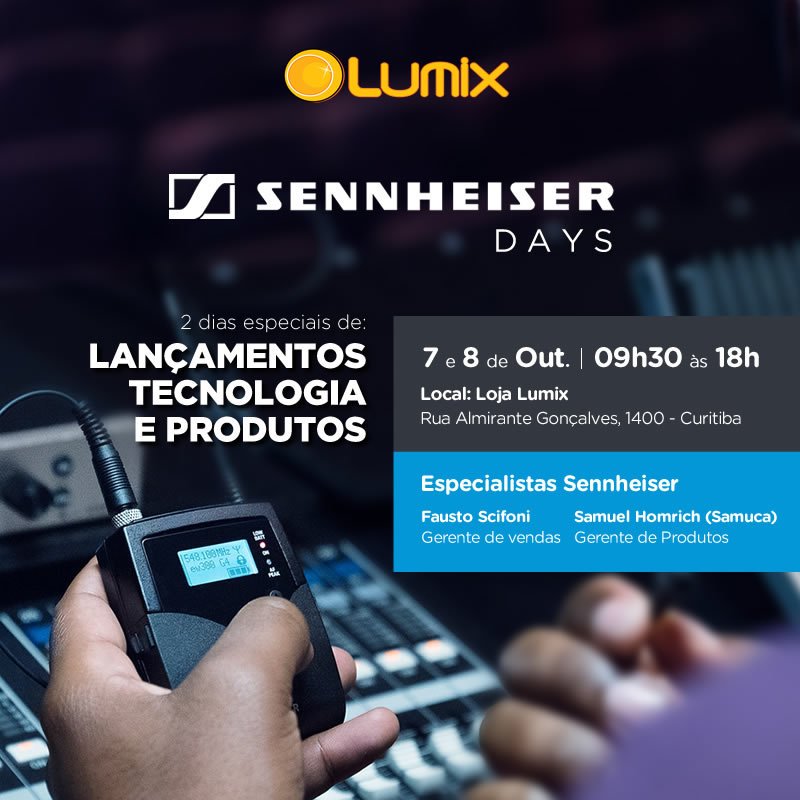 lumixpro's tweet photo. Sennheiser DAYs na Lumix! Nesta segunda e terça 07 e 08 de Outubro, saiba tudo sobre as Novidades e Lançamentos Sennheiser com os especialistas Fausto Scifoni e Samuel Homrich. Fique sabendo de tudo e tire suas dúvidas ao vivo!
Saiba mais no link: https://t.co/SHFoJQydhj https://t.co/Z3C4YKq29c