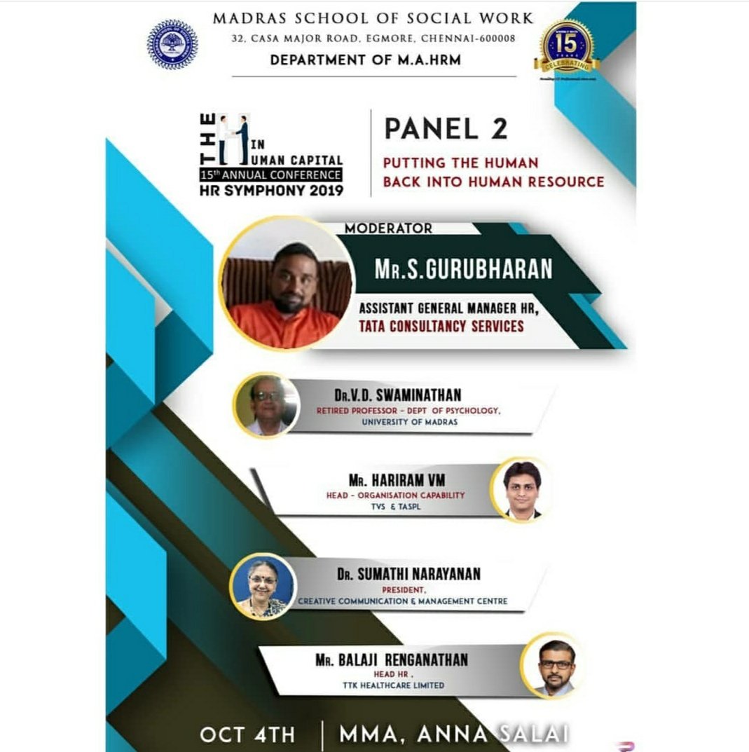 pavithrapavi175's tweet photo. We cordially invite you all to HR Symphony - Annual National Conference 2019 happening tomorrow at MMA, Anna Salai !!  #MHRMNC19 @MSSWchennai https://t.co/iDFQ74F1aw