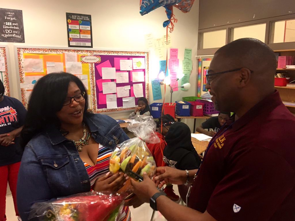 CarstarphenMJ's tweet photo. Cheers to you Kamilah Rose Pettway! A 20 yr vet &amp; @King_Jaguars❤️💛 8th Lit teacher! You are THE Middle School Excellence in Teaching Finalist! A huge celebration 🎉awaits you Oct. 29 at the @Delta Flight Museum! https://t.co/EdaqqartiO