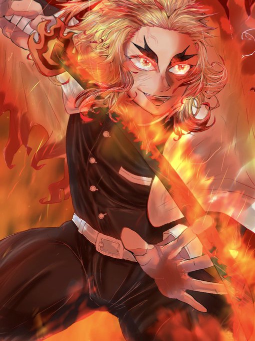 キハラさんがTwitterに投稿した煉獄杏寿郎(鬼滅の刃)のイラスト。