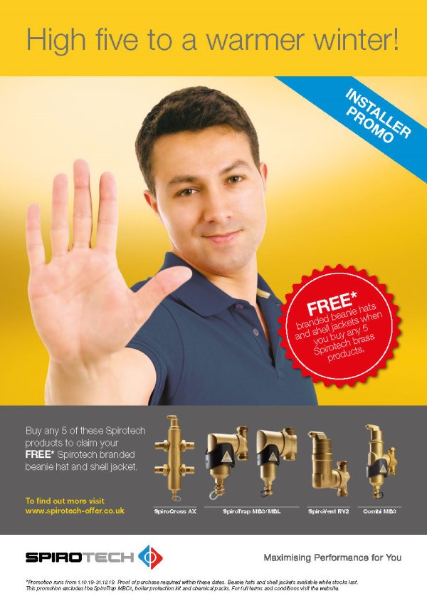🥶Feeling the autumnal chill?
Spirotech have an installer promo offering free beanie hats &amp; shell jackets when you purchase 5 Spirotech brass products.

Full details &amp; terms:
bit.ly/Autumn_Offer

Register for trade discount:
bit.ly/sd-registration

#spirotech #offers