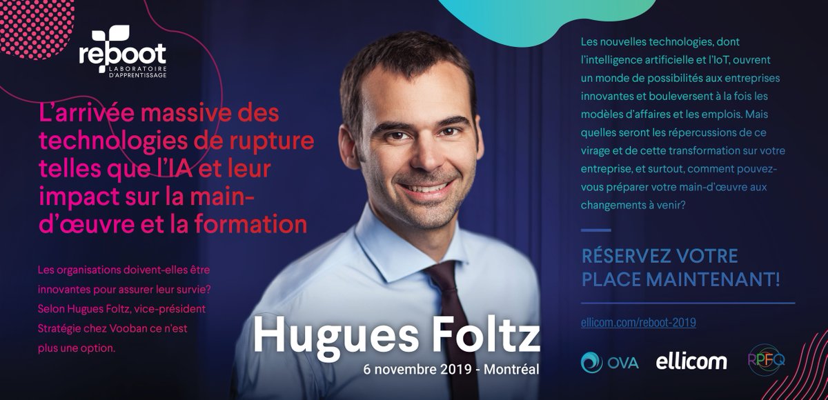Quelles seront les répercussions de l’arrivée des #technologies de rupture sur votre entreprise?  Comment préparer votre #main-d’œuvre aux changements à venir? Hugues Foltz abordera la question à #Reboot le 6 novembre prochain. ow.ly/vlUH50wACnP
ellicom.com/reboot-talks-f…