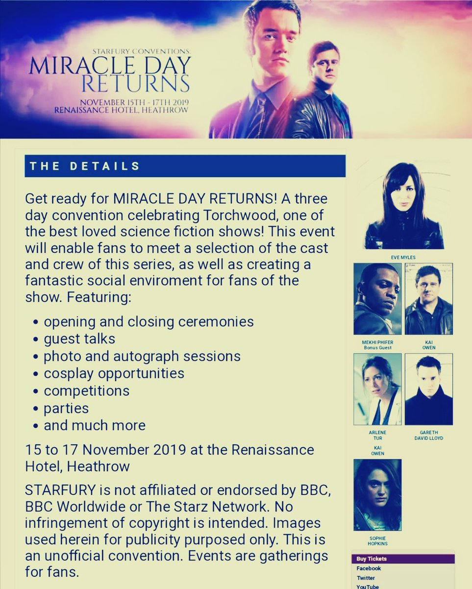 15th - 17th NOVEMBER 2019

#MiracleDayReturns
<a href="/starfuryevents/">Starfury Conventions</a>
DO NOT MISS THIS FANTASTIC EVENT.
#CLASS #DoctorWho #TORCHWOOD