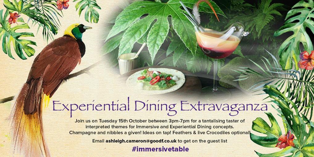 GoodfellowsLtd's tweet photo. Our Experiential Dining Extravaganza is an event not to be missed. Come and experience our immersive dining concepts whilst sipping champagne!

Email ashleigh.cameron@goodf.co.uk to confirm your attendance.

#events #londonevents #chefevents https://t.co/k7ByNsHhLS