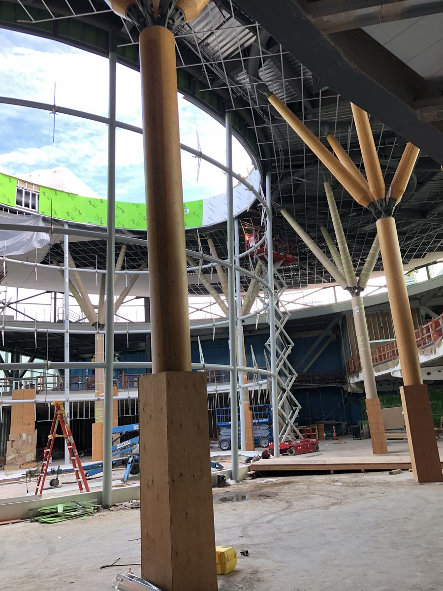 GarethRDavid's tweet photo. The YVR International Terminal expansion  build continues to pick up pace. The new circular atrium for the internal forest is taking shape #PCLbuilds https://t.co/nS9jcjVMad