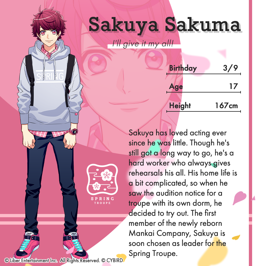 A3 English Official Introducing The Actors Of Spring Troupe First Up Is Sakuya The Cheerful Leader Who Always Gives His All A3game