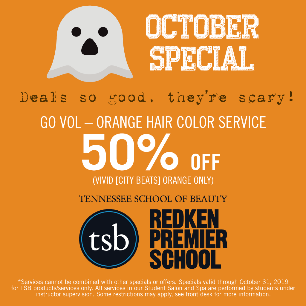 Tnschofbeauty's tweet photo. #GBO #VFL #tsbforme #beautyschool #knoxville
🧡🎃🧡
*All services in our Student Salon and Spa are performed by students under instructor supervision. https://t.co/fNquyvGmUv