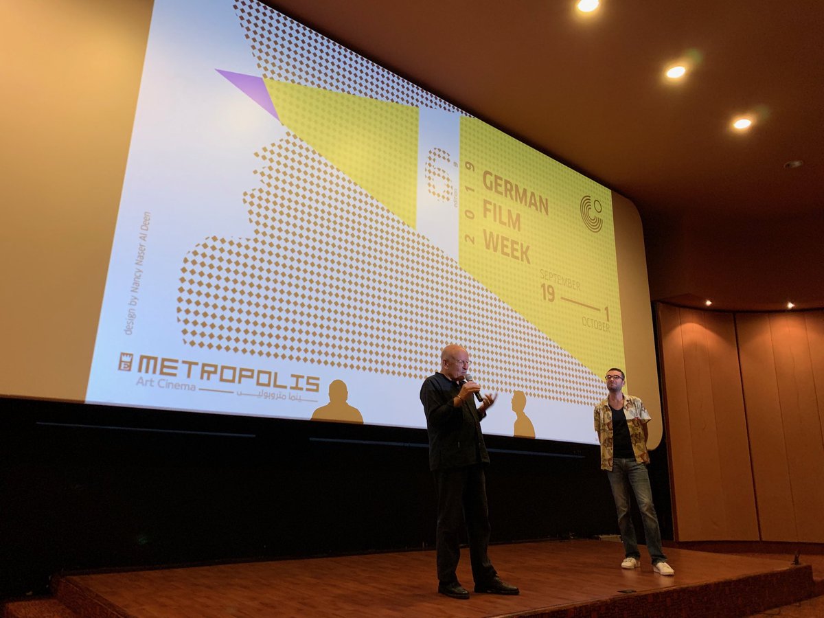 Federhut's tweet photo. Great to have Volker Schlöndorff back in #Beirut as our honorary guest at #germanfilmweek. Looking forward to tomorrow’s masterclass @metropolislb https://t.co/YUVT8ToWOH