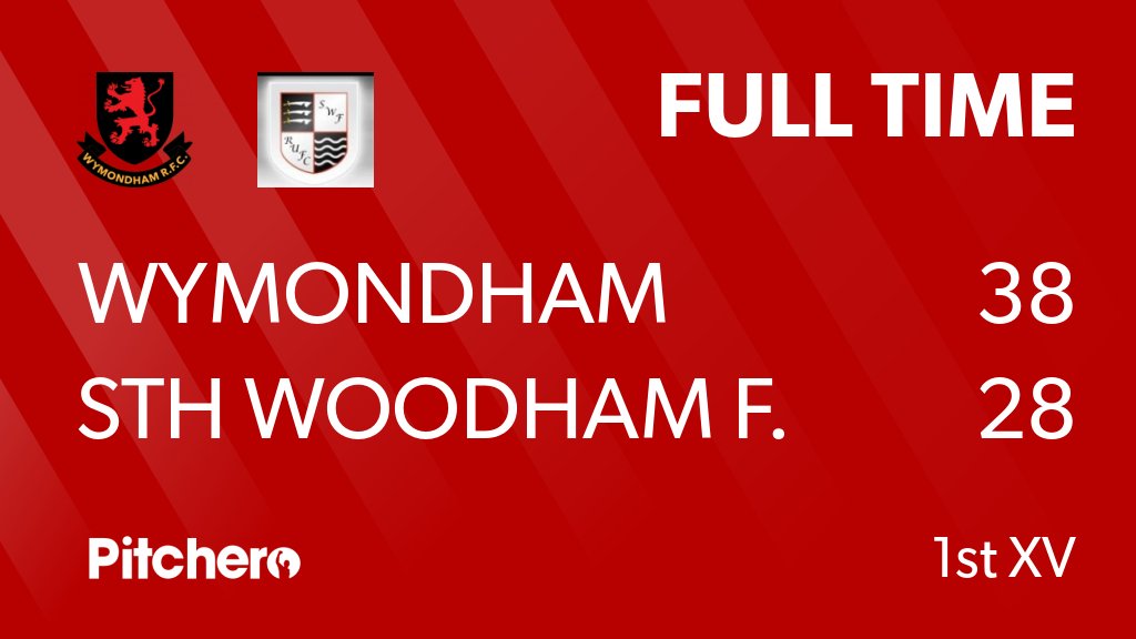 FULL TIME: Wymondham 38 - 28 Sth Woodham F.
#WYMSTH #Pitchero
wymondhamrfc.com/teams/158971/m…