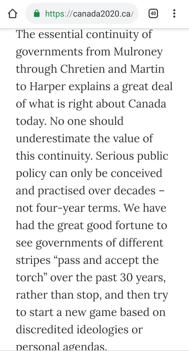 34) As I've shown before, Brian Mulroney made a speech at one of the conferences where he stated that both parties have been working together in continuity, across party lines, to get Canada to where we are today.