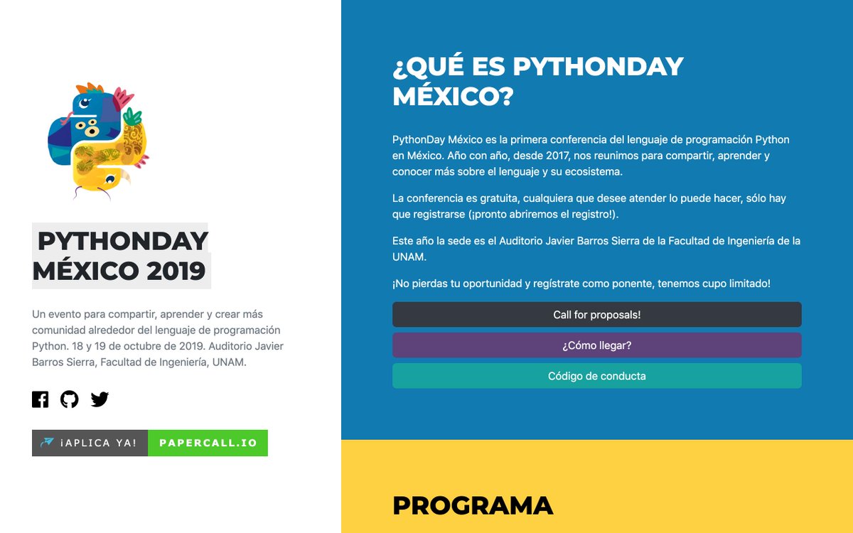 rodo_ferro's tweet image. ¡Kudos a @NallelyPedrazaC que funge como diseñadora para el #PythonDayMéxico de este año! ¿Ya checaron el sitio? @pythondaymx 🚀💻🐍
pythonday.mx
Y si no han aplicado, ¿qué están esperando? 🔥👌🏼