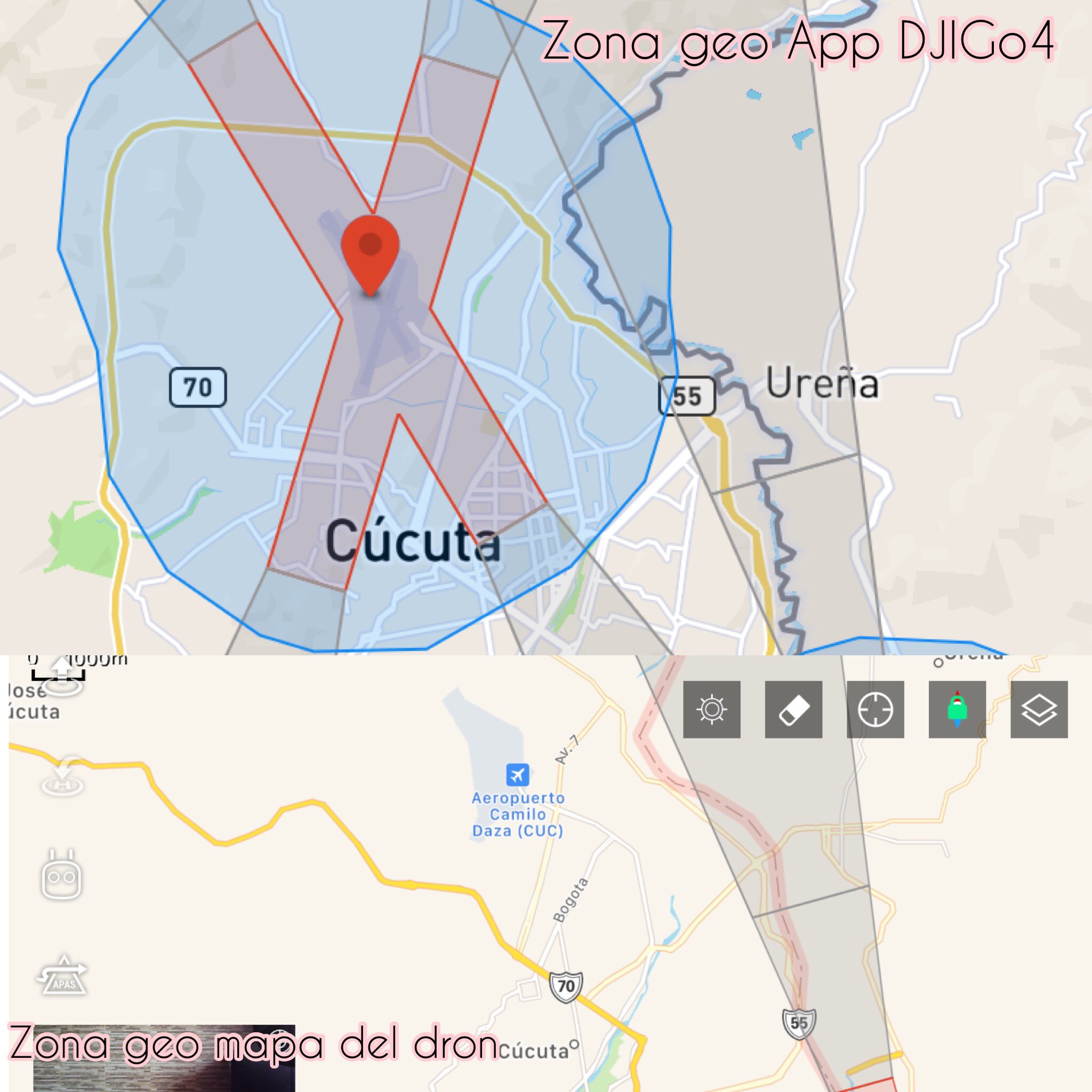 🚁Piloto de Drone on Twitter: "Después de la última actualización de #DJI Para sus drones Zonas Geo No coinciden si uno a App Zona Geo Cúcuta sale varios
