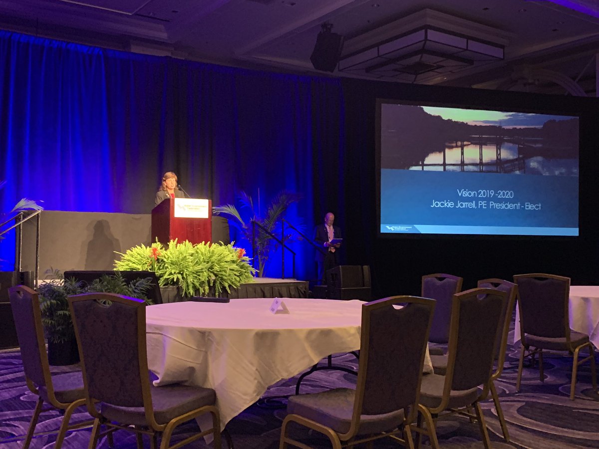 Incoming <a href="/WEForg/">Water Environment Federation</a> president <a href="/JackieJarrell1/">Jackie Jarrell</a> speaking to the House of Delegates on the focus for 2019-2020 - member associations, being more visible as a sector, and workforce workforce workforce!