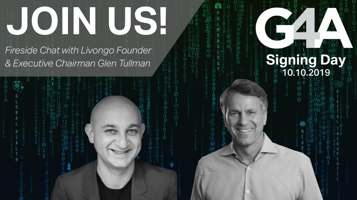 G4Ahealth's tweet photo. What does it take to launch a successful #startup? Join us at #G4AReloaded Oct 10th and hear it from @Livongo Founder @GlenTullman, interviewed by @HealthEugene Register now to save ur spot! https://t.co/m2t0om019I. #AppliedHealthSignals #AIplusAI #voicetech #digitalhealth #GSD https://t.co/S5n6Yq9XLk