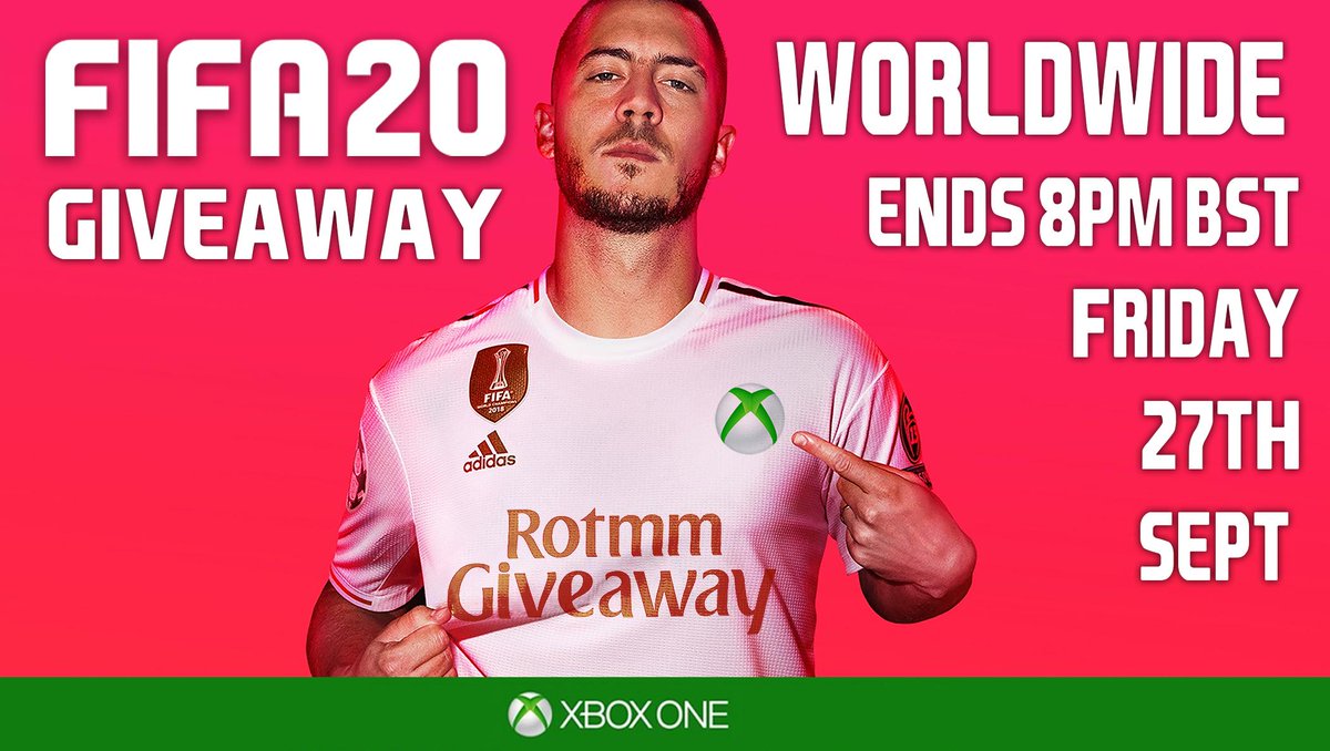 Rotmm's tweet photo. This is a #Giveaway for #FIFA20 on #XboxOne #XboxOneX

Worldwide #Competition - Follow and RT to enter

Digital Code that I will send via a #Xbox Live Message so MUST have a valid Xbox Gamertag

Ends Friday 27th Sept 8pm BST

Info and Rules in next threaded tweet https://t.co/2vDbeEwOVc