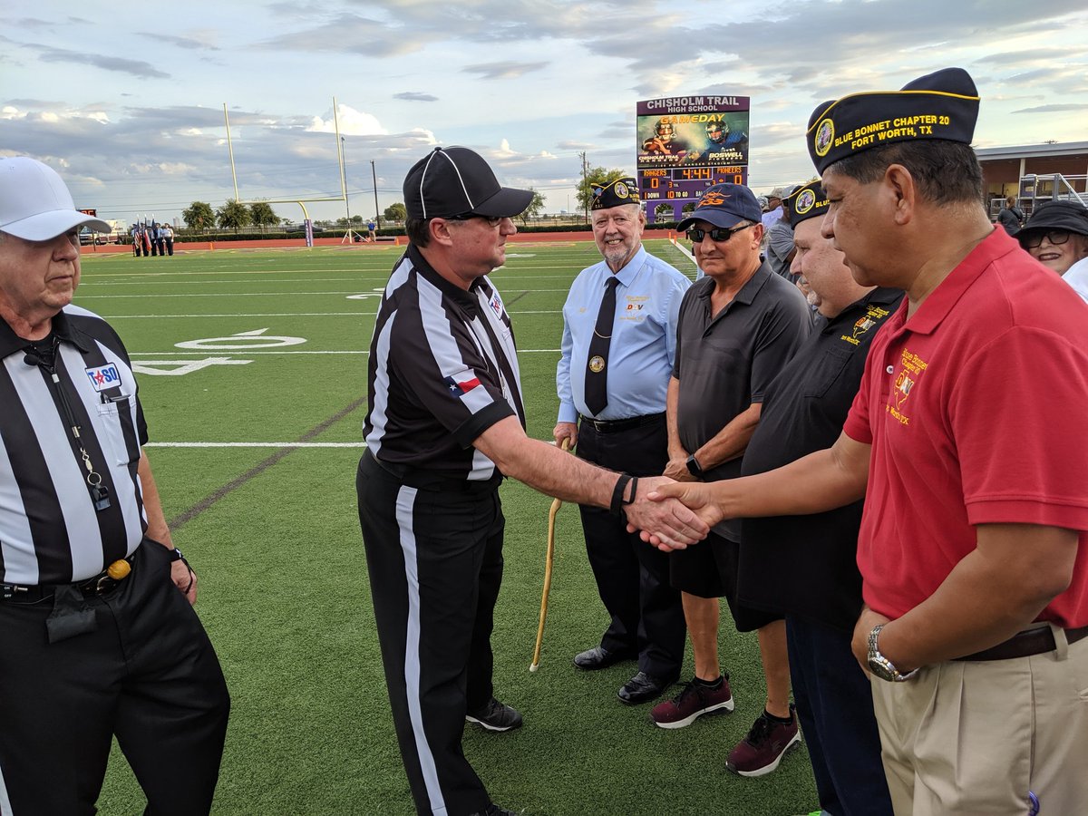 ChisholmTrailHS's tweet photo. Special night @CTHS_Football acknowledging the service and sacrifice of US Armed Forces active service members &amp; Veterans. #RangersRIDE #BeTheReason #InvolvementThroughService #InspirationThroughIntegrity @EMSISD @emsisdathletics https://t.co/3b3A4DkvcE