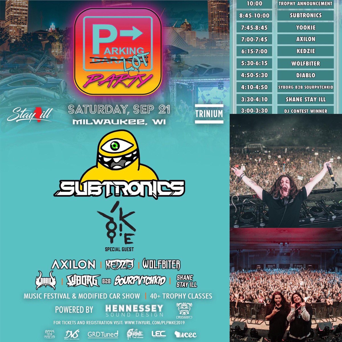 InterstellarIL's tweet image. Who are we gonna see today at the @Subtronics @yookiemusic parking lot party!?  Tickets: tiny.cc/subtronicslot