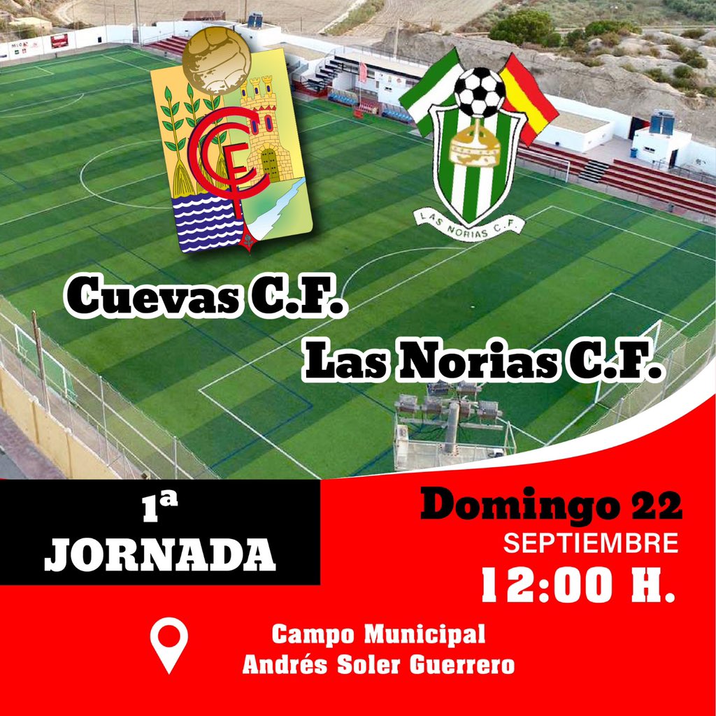 🔜 PRÓXIMO PARTIDO

⚽️<a href="/cuevascf2018/">Cuevas C. F.</a> vs Las Norias C. F.

🏆La Liga J. 1

📆Domingo 22 de Septiembre

⌚️12:00 H

📍Campo municipal Andres Soler Guerrero

⚫️🔴 ¡VAMOS CUEVAS! ⚫️🔴