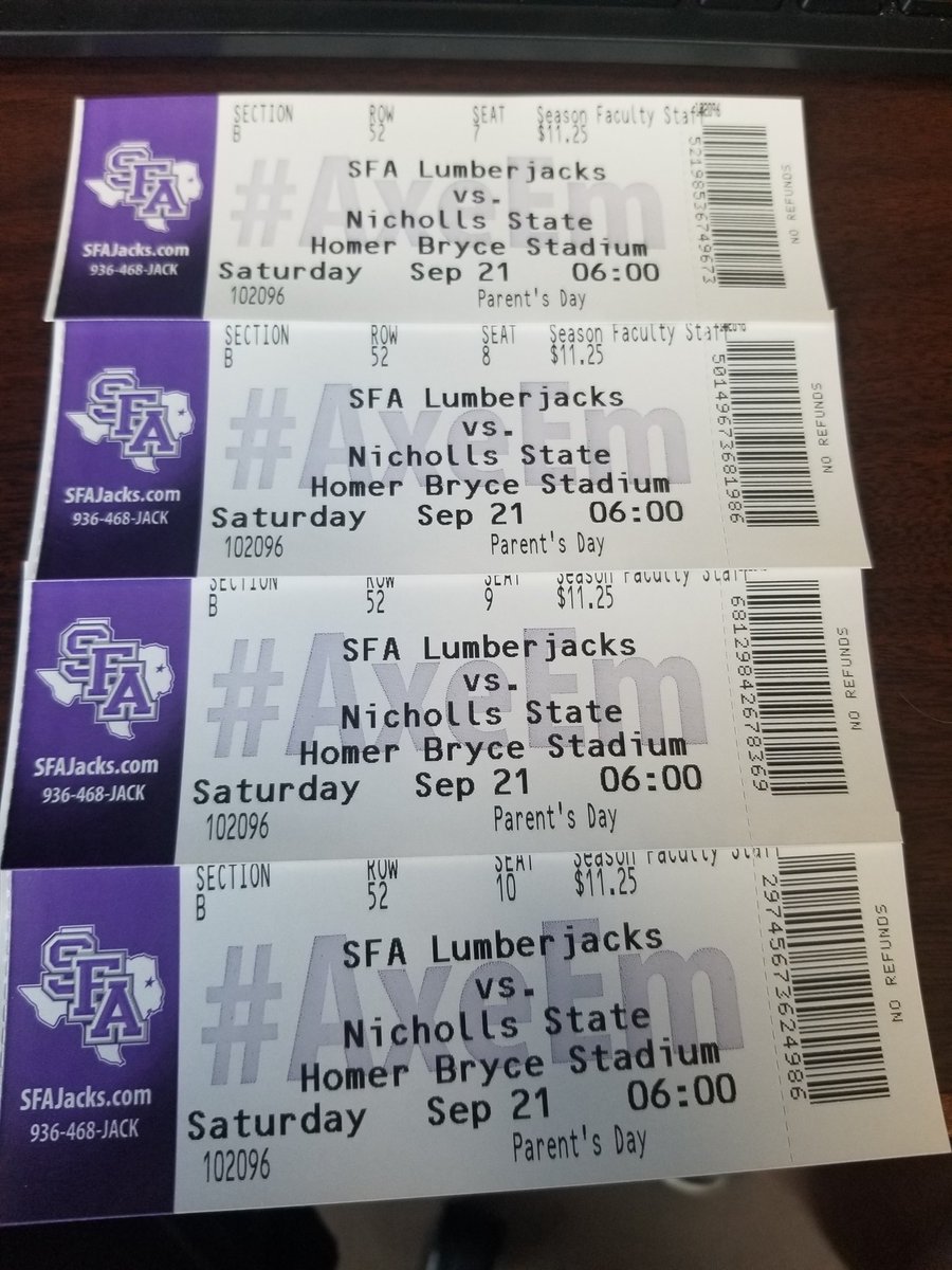 rivey35's tweet image. Attention Jack fans...I have 4 reserved chairback seats for tonight's @SFA_Football game for the first person to respond with a photo of them wearing @SFA_Athletics gear while throwing up your Axe! Ready...set...go! #AxeEm