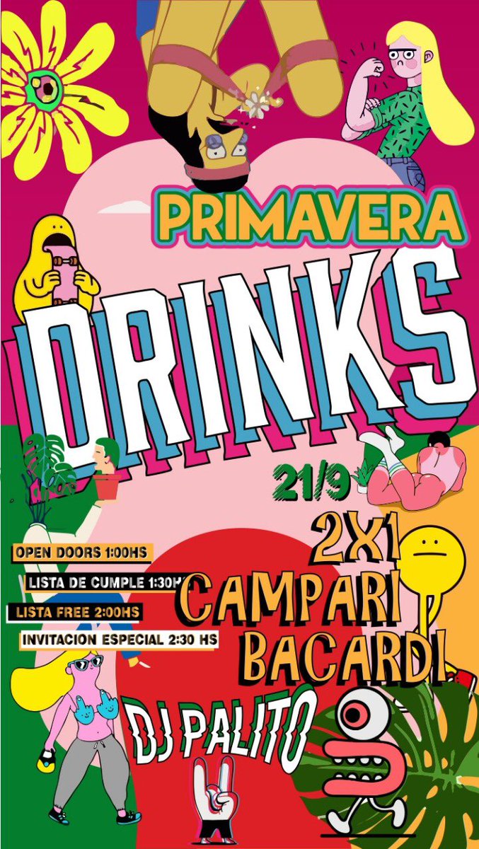 DRINKSBarBeer's tweet photo. HOY RECIBIMOS LA PRIMAVERA A LO GRANDE TIRRI 🌸🌸 
Nuestro DJ @pa1itto10 nos trae esos temitas que fueron furor en sus años 💃🏻💃🏻
Está noche tenemos 2 BEBIDAS EN PROMO 🚀🚀

#PRIMAVERADRINKS https://t.co/NKXZuE2TGc