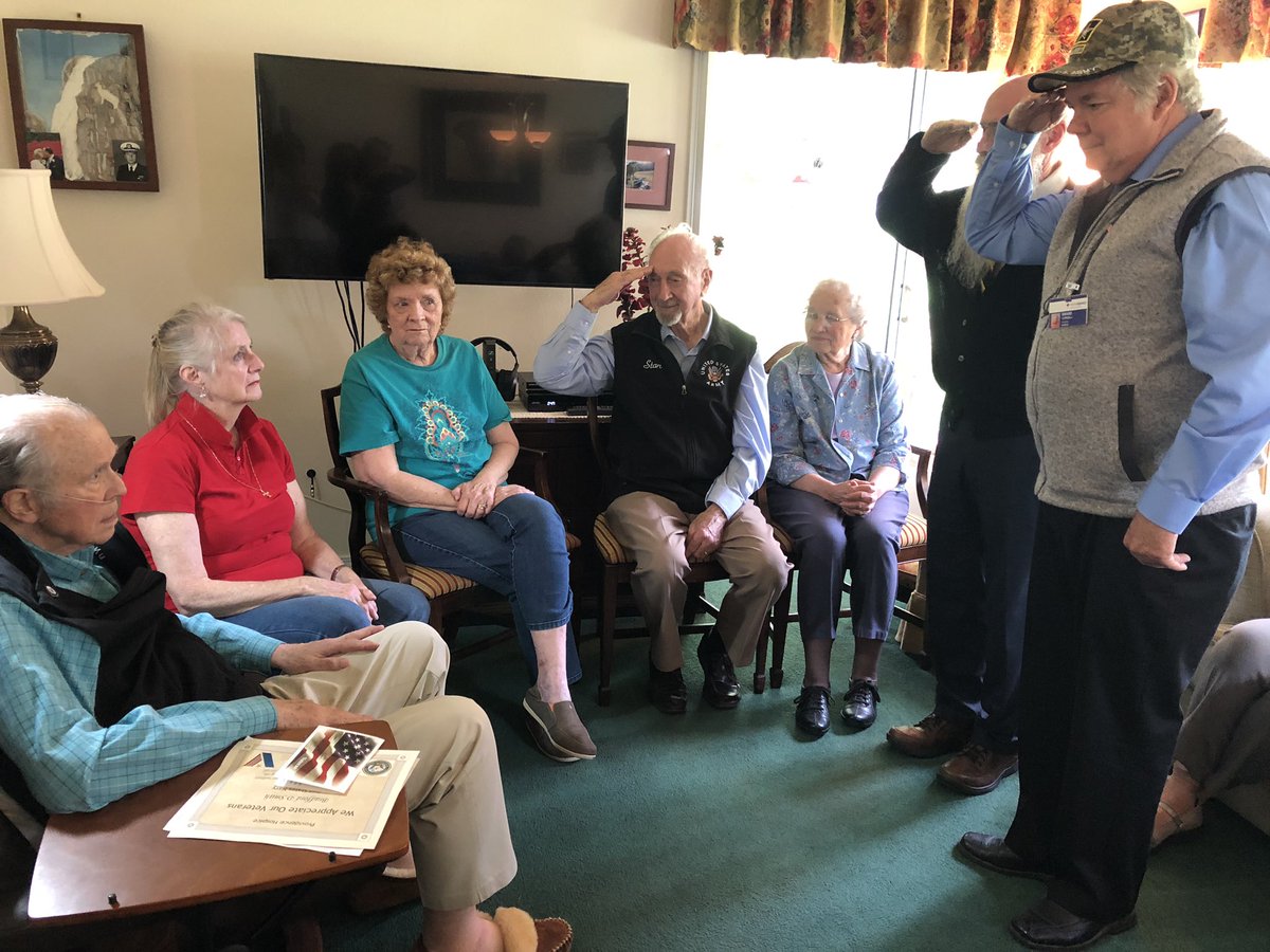 ProvHealth's tweet photo. “Brad, thank you for your service and sacrifices you made to protect our nation. You endured hardships and were willing to risk your safety to maintain our freedom. On behalf of Providence Hospice, accept our gratitude and know your service is deeply appreciated.” #veteranpinning https://t.co/ZTmaU24VtA